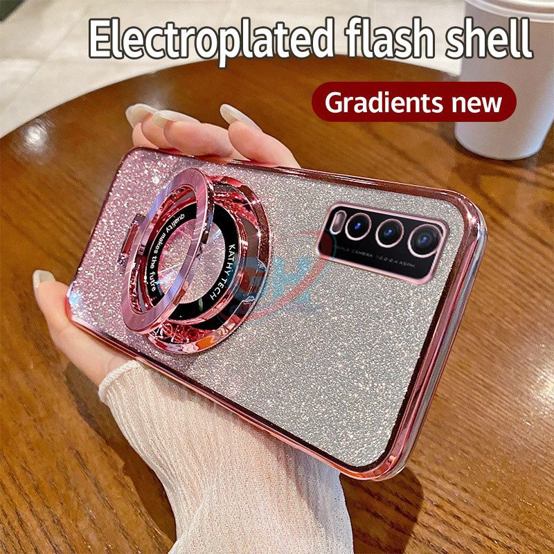 Casing Vivo Y12s Y20 Y20s Y20i Soft Case Ring Standing Glitter Mangsafe Terbaru