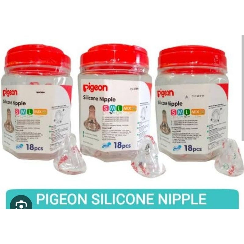 Pigeon Nipple Sillicone S/M/L Nipple Dot Pigeon (bulat dan ulir)