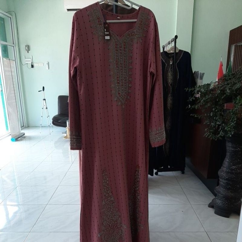 Abaya Gamis payet bordir depan dan lengan