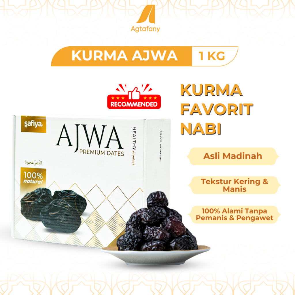

Kurma Ajwa Madinah 1 kg | Kurma Favorit Nabi Asli Madinah Premium Original Safiya Oleh-Oleh Haji Umroh