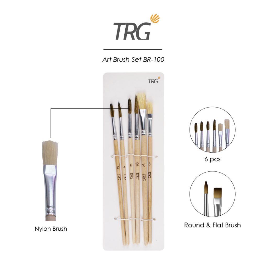 

TRG Kuas Lukis Cat Air Minyak Akrilik Poster BR-100 - Watercolor Acrylic Paint Art Brush Set Isi 6 Buah TRG