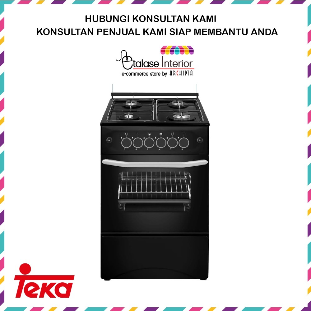 Teka Linea - Kompor Oven Gas 4 Tungku Freestanding Cooker LFS 504 Silver, Black
