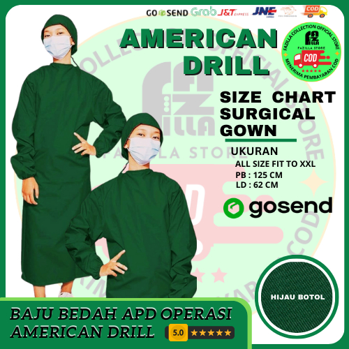 Surgical Gown American Drill APD Gown  Gown Medis  Baju Bedah  Baju OK Premium