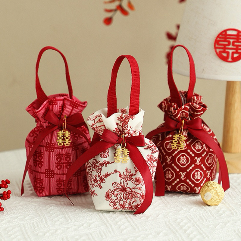 

Joyful Tas Canvas Souvenir Sangjit / Pouch Bag Suvenir Phangteh / Wedding Party Goodie Bag Best Wishes