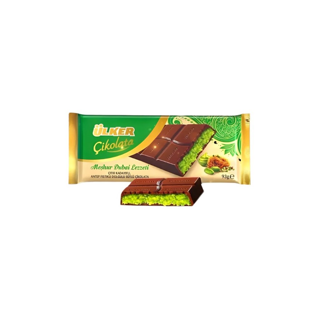 

COKLAT ULKER DUBAI IMPORT ASLI ISI KUNAFA DAN PITASCHIO