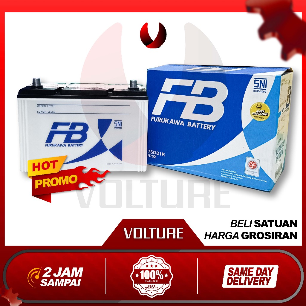 aki mobil basah ( garansi 10 bulan ) ORIGINAL FURUKAWA BATTERY premium N70Z (75D31R) 75AH kijang sta