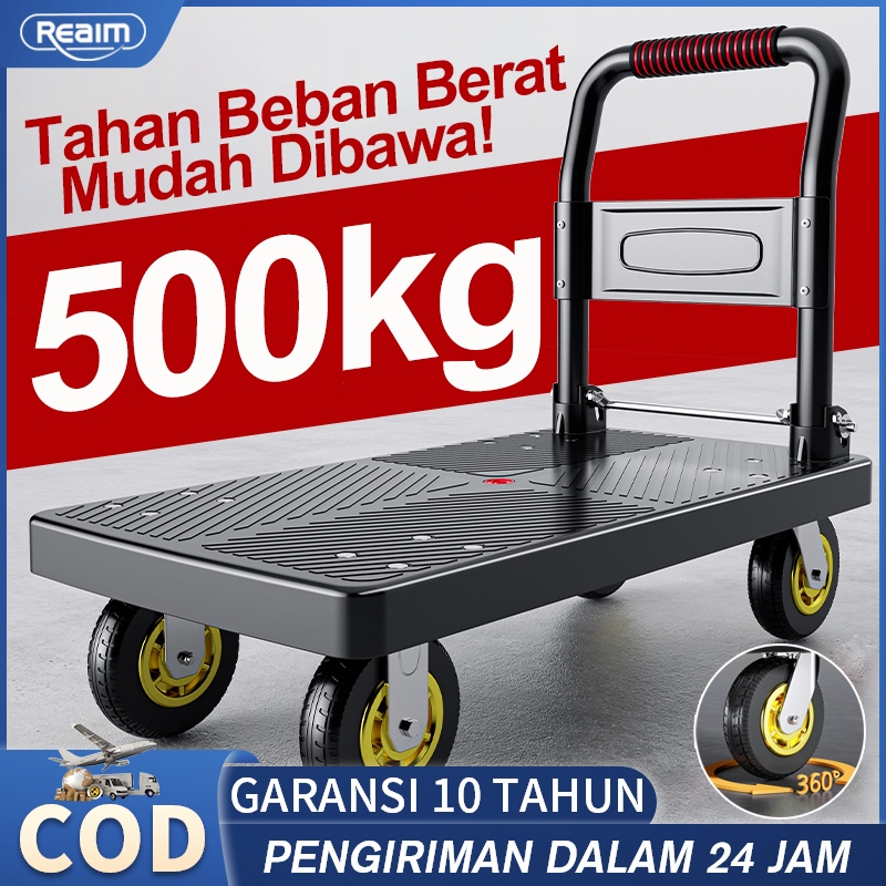 REAIM-trolley troli Barang Lipat 500kg-800KG Troli Besi Serbaguna troli Lipat portablel troli barang