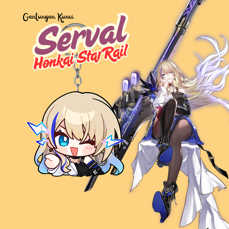 Ganci Serval HSR | Gantungan Kunci Akrilik UV 2 Sisi Cutting Laser Premium Serval Honkai Star Rail |