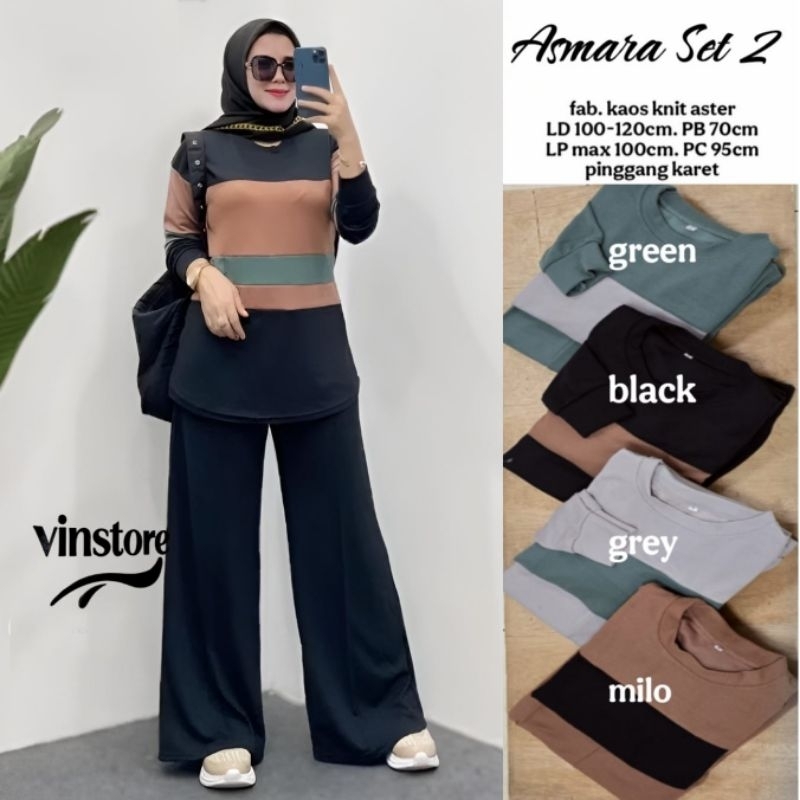 ASMARA SETELAN PREMIUM Jumbo Bahan Kaos Knit Import