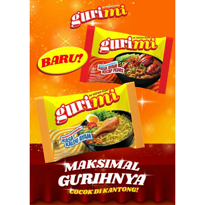 

Mie Gurimi Produk Dari ABC, Rasa kaldu ayam dan ayam kecap, satu dus isi 40 bks