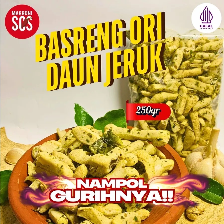 

250GR BASRENG IKAN ORIGINAL DAUN JERUK MAKARONI SOS GURIH NAMPOL