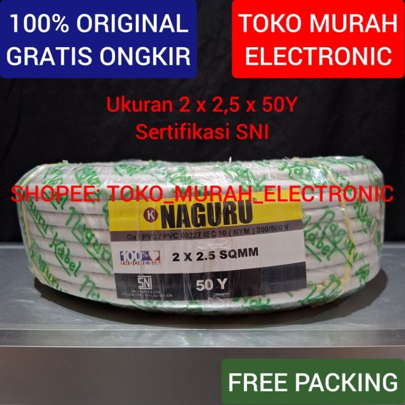 TME - Kabel Nym Listrik Naguru 2 x 2,5 SNI 1 Roll Isi 45 Meter