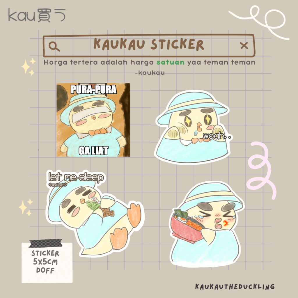 

Sticker Kaukau lucu meme - cocok untuk tumblr - water resistant