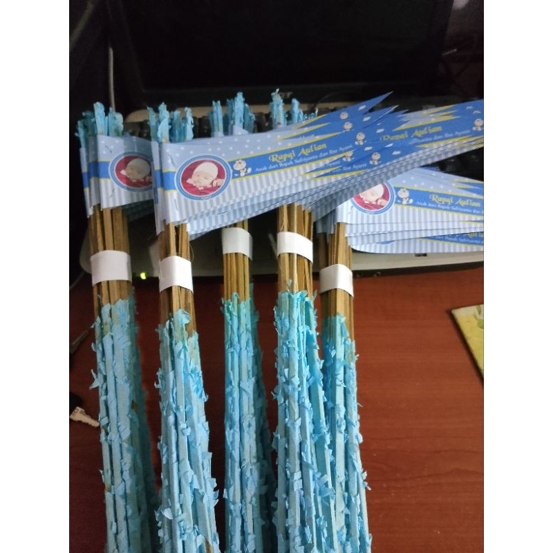 Bendera Aqiqah Marhabah custom nama dan foto ( sudah terpasang lidi)