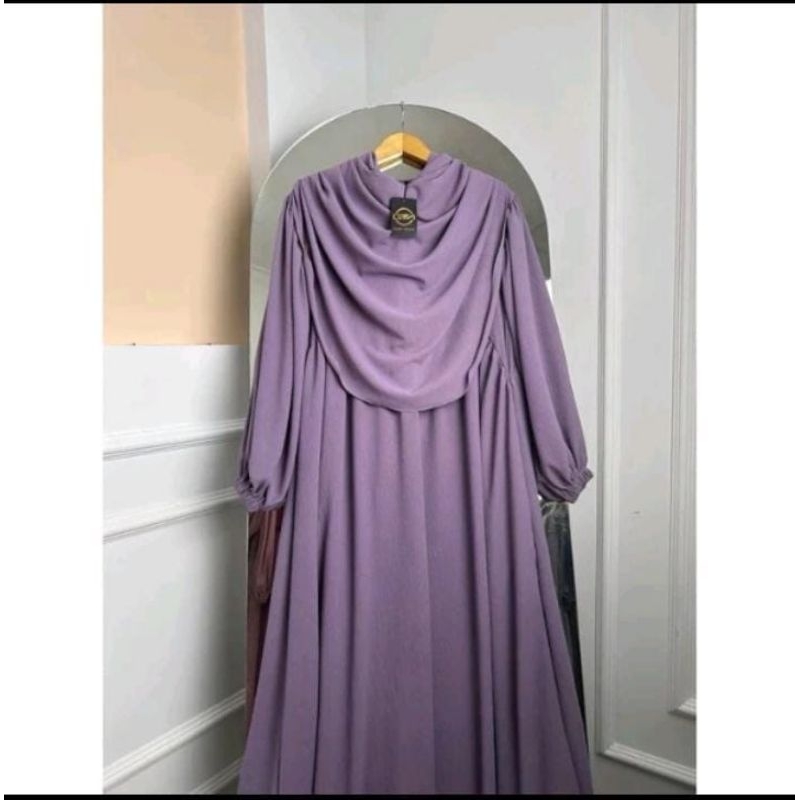 Gamis Luna Set Hijab Warna Taro