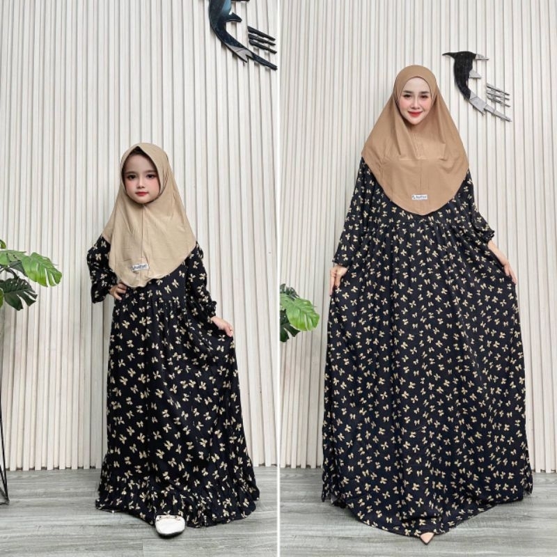 Gamis Couple MOM & kids FREE HIJAB / Gamis Rayon Couple ibu dan anak / gamis rayon motif / gamis mot