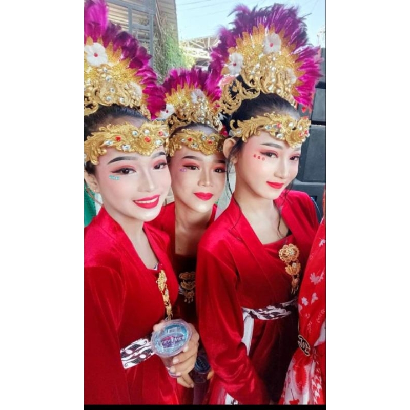 satu set kening dan sanggul ,aksesoris tari ,siger tari jaipong ,mahkota tari ,aksesoris jaipong