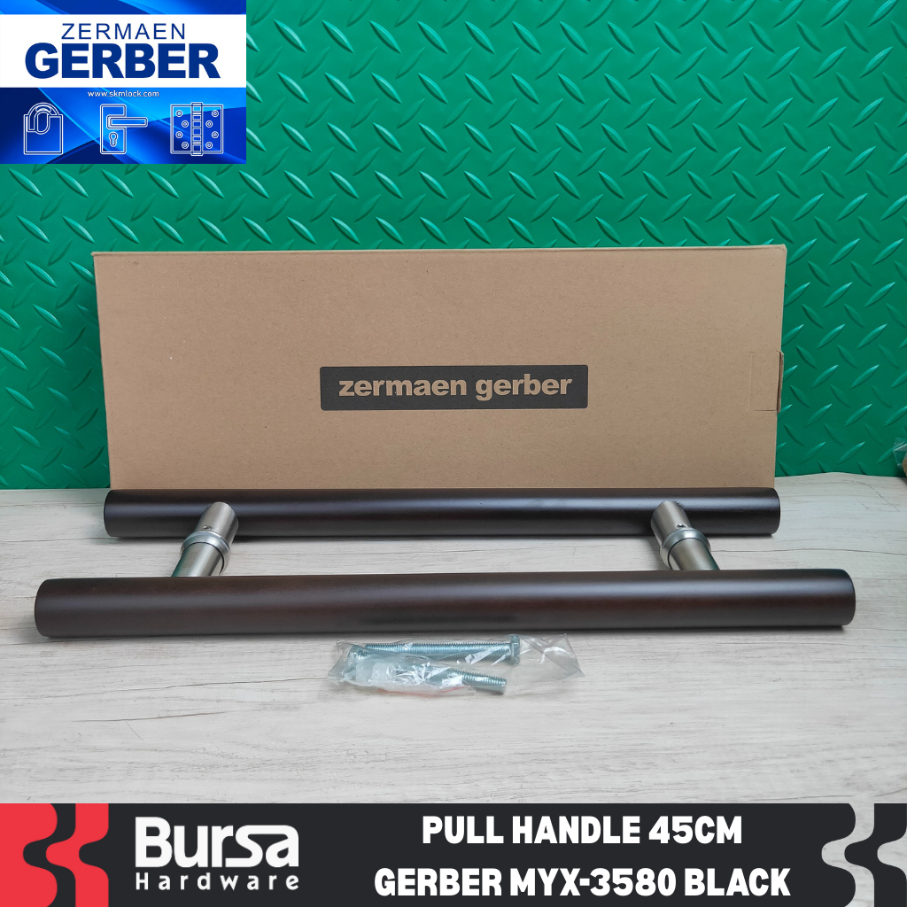 Pull Handle Pintu Baut Tembus Gagang Tarikan Rumah Gerber MYX 3580 Black Wallnut 45cm Stainless 304