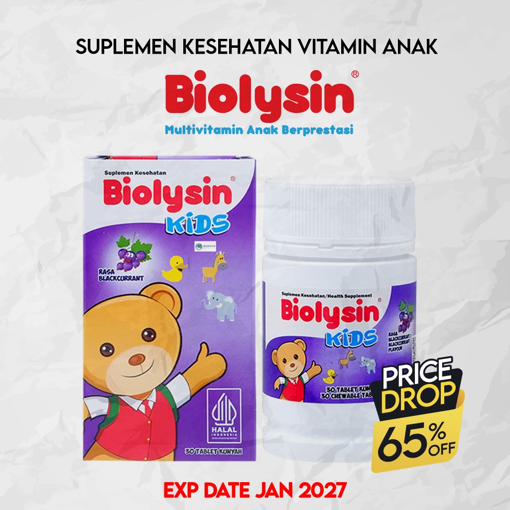 [ PROMO CUCI GUDANG ] Biolysin Kids 30 Tablet Suplemen Kesehatan Vitamin Anak Hisap Rasa BlackCurran