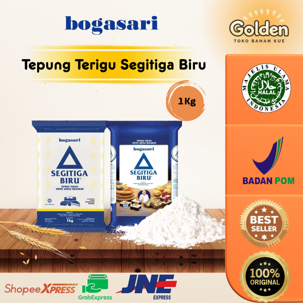 

Tepung Terigu Segitiga Biru 1 Kg Ekonomis / Premium Bogasari