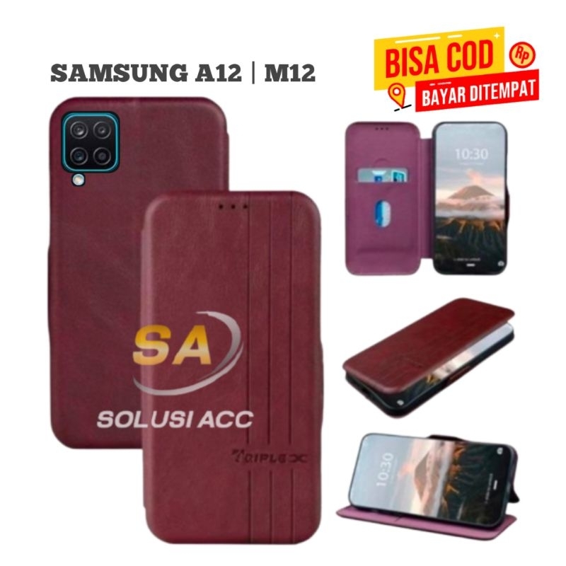 CASE SAMSUNG A12 M12 FLIP COVER WALLET SARUNG HP CASING DOMPET LEATHER CASE MAGNET FLIP 05