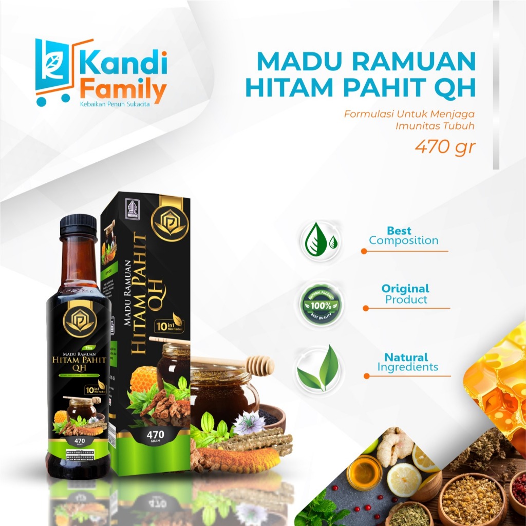 Madu HItam Pahit Propolis Sambiloto Qusthul Hindi 470 Gram