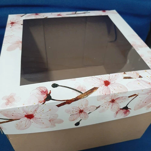 

5 pcs kardus cake motif bunga sakura packaging snack box kemasan hampers ukuran 25 x 25 x 18