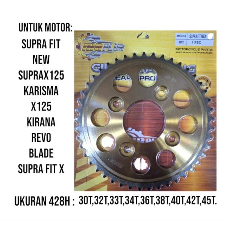 GEAR BELAKANG SUPRA FIT NEW SUPRA X 125 GEAR RACING GOLD