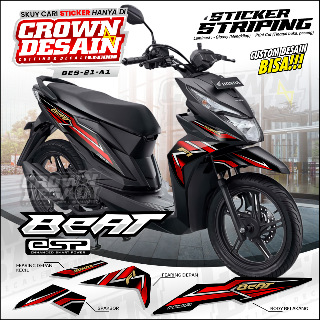 Stiker Striping Beat Street, Stiker custom, Striping Honda Beat Street