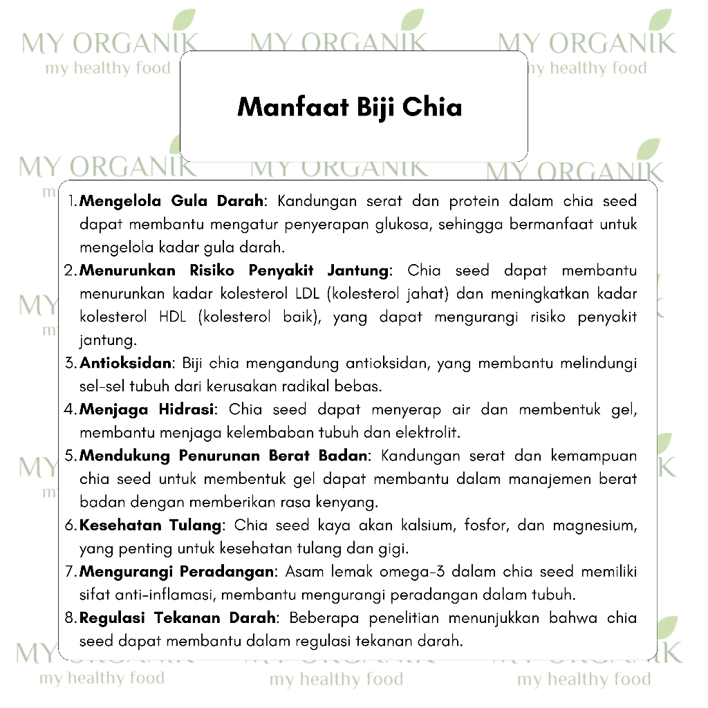 

My Organik Chiaseed Organik 500gr Chia Seed Premium