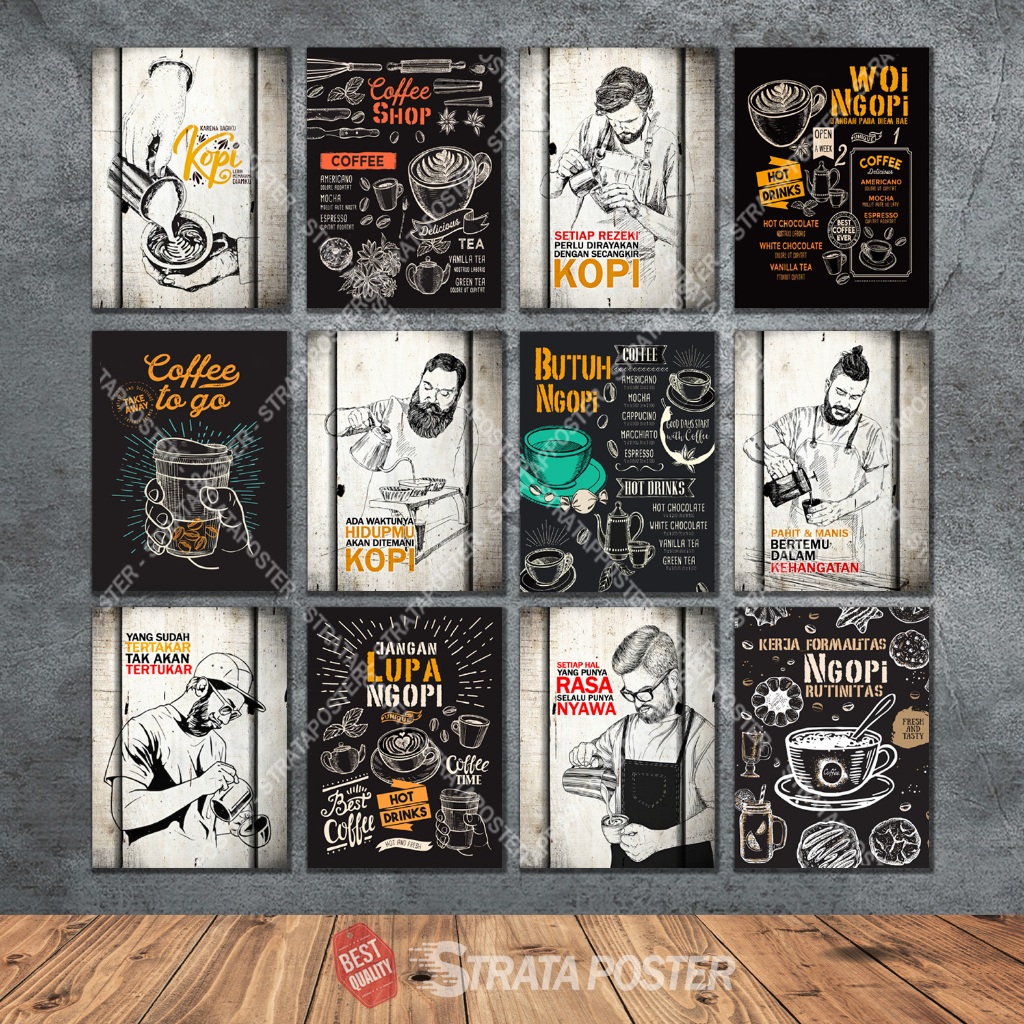 Hiasan dinding aesthetic cafe Poster kopi Dekorasi coffee shop