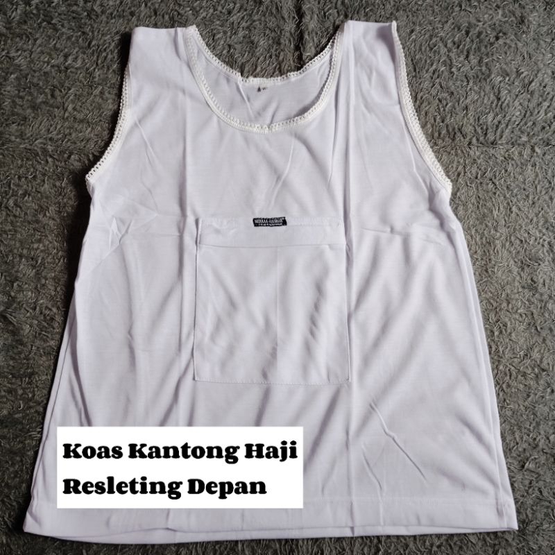 Kaos Haji Umrah Saku Kantong Resleting Depan Pria Wanita