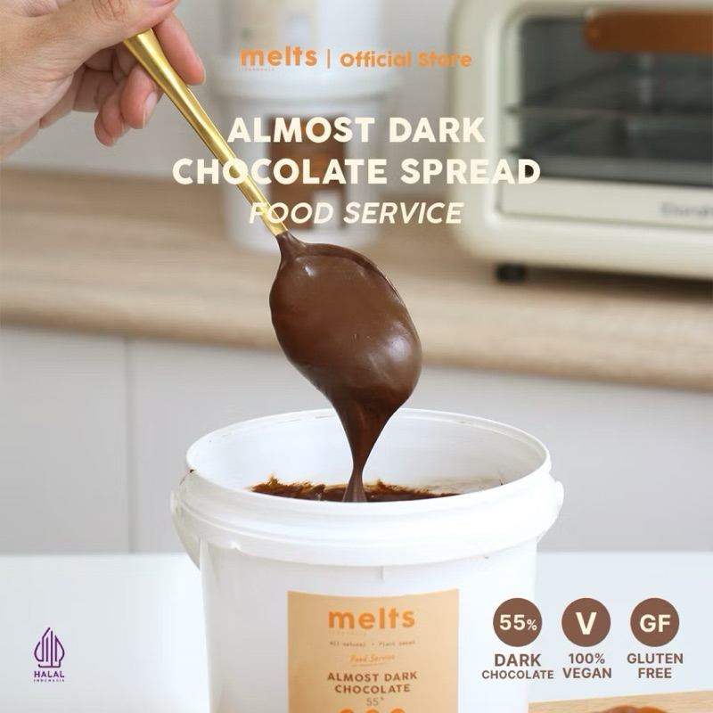 

Melts Food Service Almost Dark chocolate spread selai coklat Cokelat Kiloan 1 kg untuk Baking dan bahan Kue