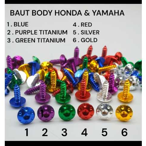 Baut Body Probolt Tipe Besi Stainless HENG Motor Honda Yamaha Pro Bolt Baut Cacing CNC Gold 2tone si
