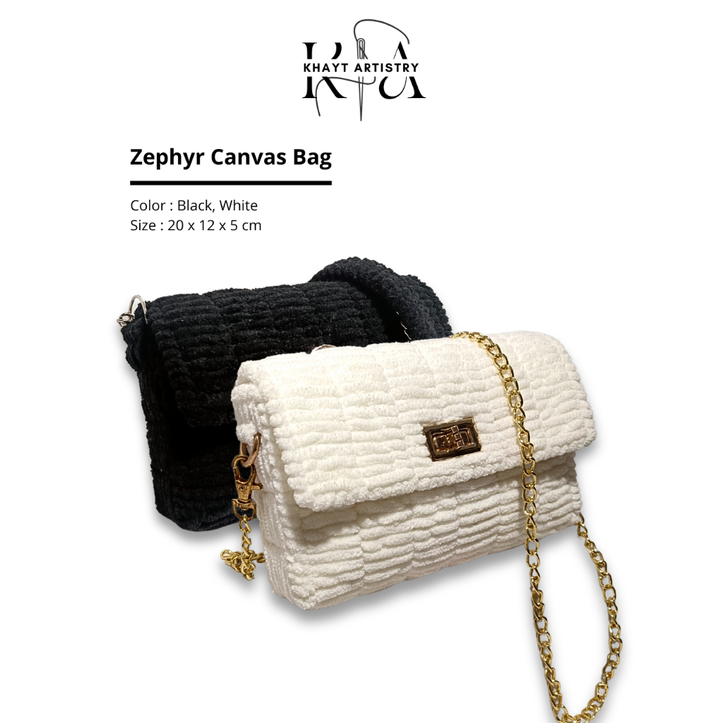 Zephyr Canvas Bag | Tas Plastic Canvas Handmade | Handmade Crochet and Canvas Bag