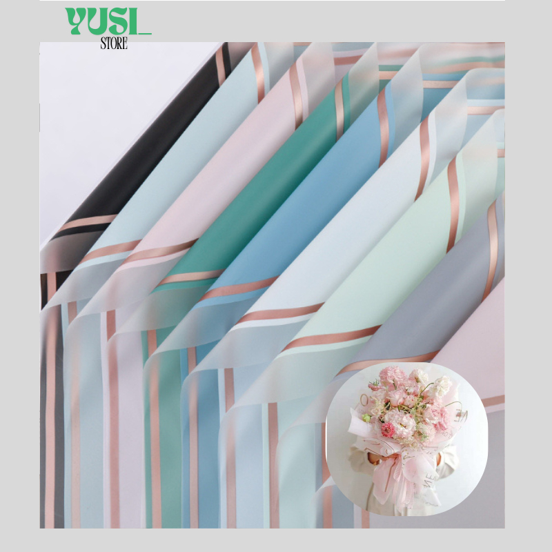 

Flower Wrapping Paper Varian List Gold Frame Transparan Kertas bunga cellophane Florist Kertas Kado KB05