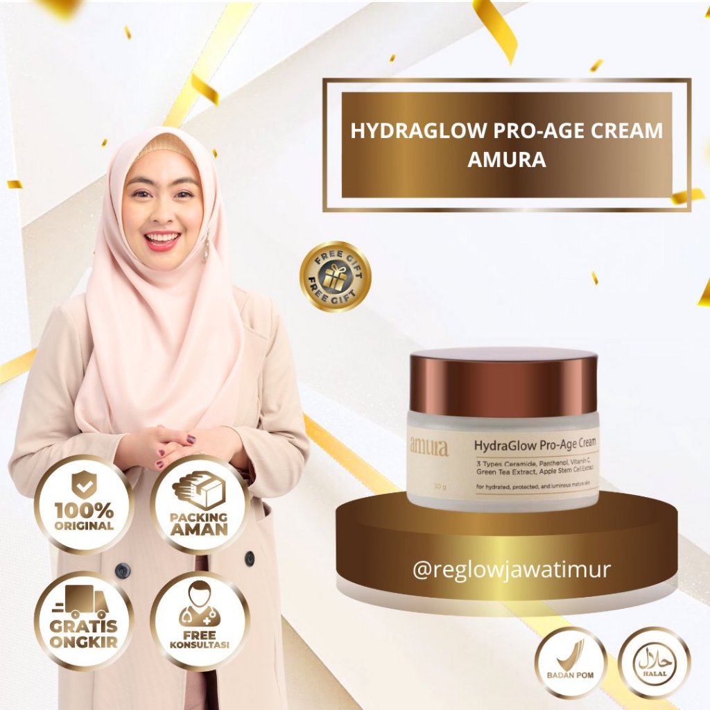 Amura HydraGlow Pro-Age Day Cream 30g | 3X Ceramide Memperkuat Skin Barrier Melembapkan Wajah