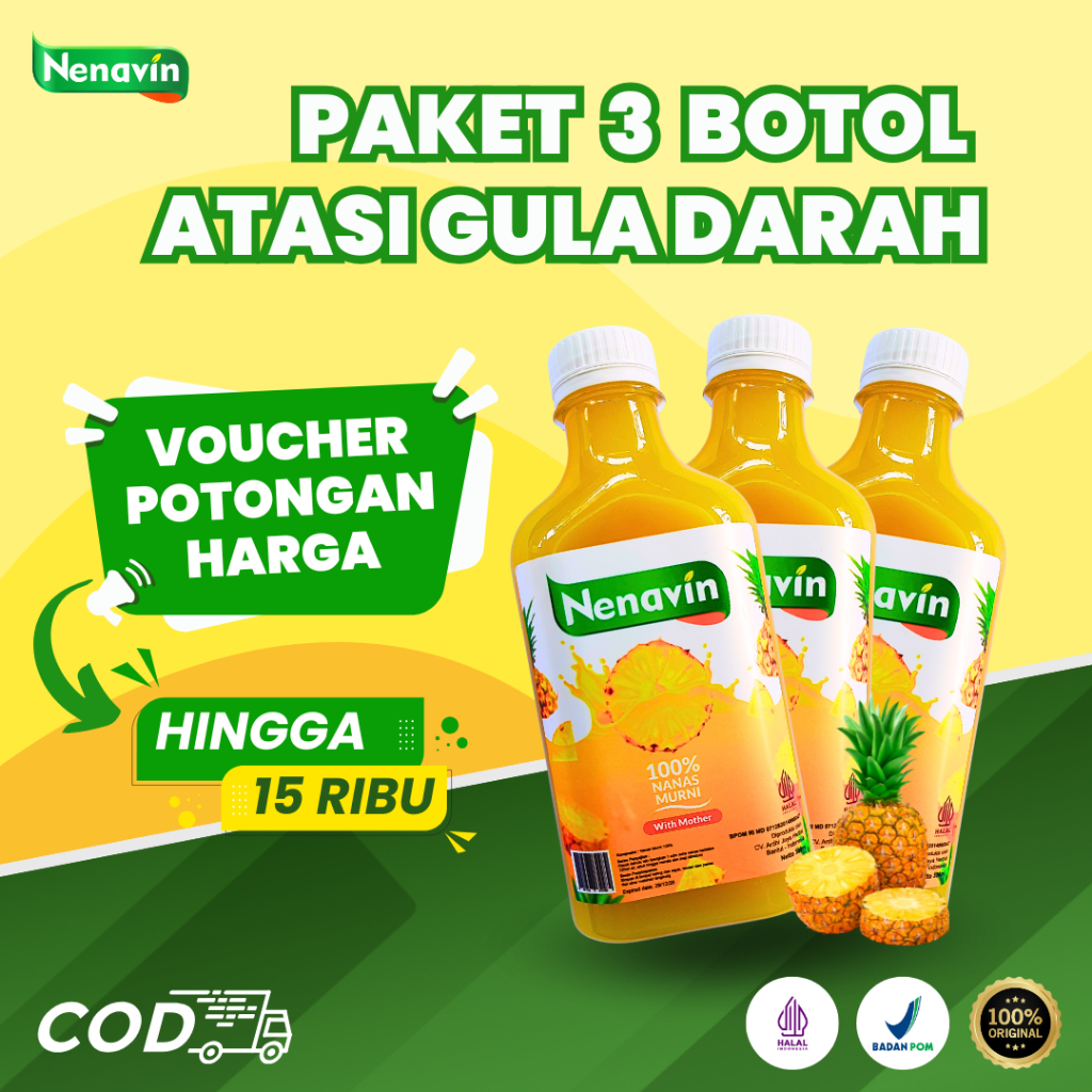 

Paket 3 Botol Nenavin Cuka Nanas – Efektif Atasi Diabetes & Turunkan Gula Darah