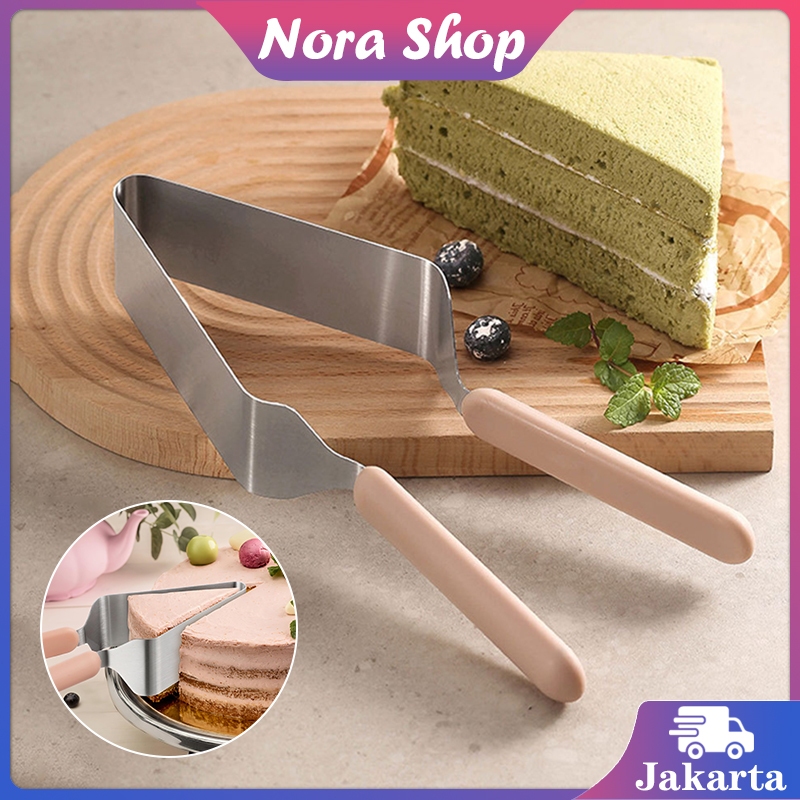 Pisau Kue Ulang Tahun Segitiga Stainless Steel Alat Pemotong Dan Pengangkat Kue Cake Knife