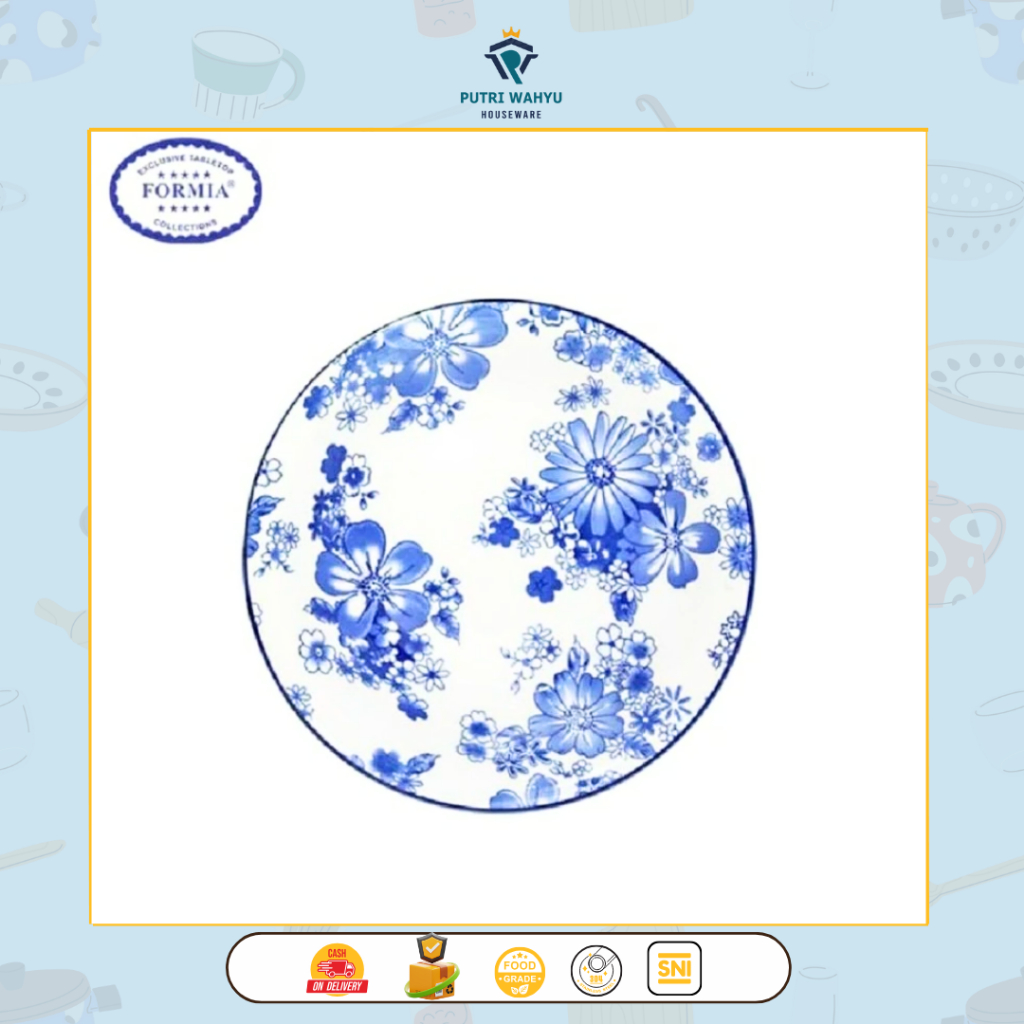 Formia Piring Keramik Plumeria Blue