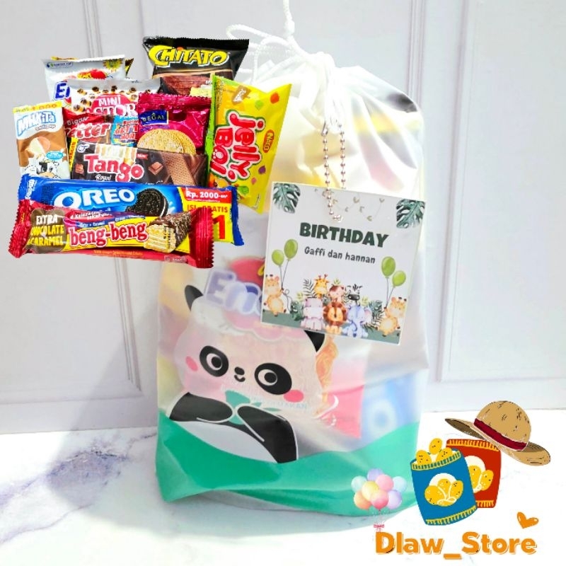 

Paket Bingkisan Ulang Tahun Anak Snack Paket Hemat Hampers Birthday Kemasan Pouch