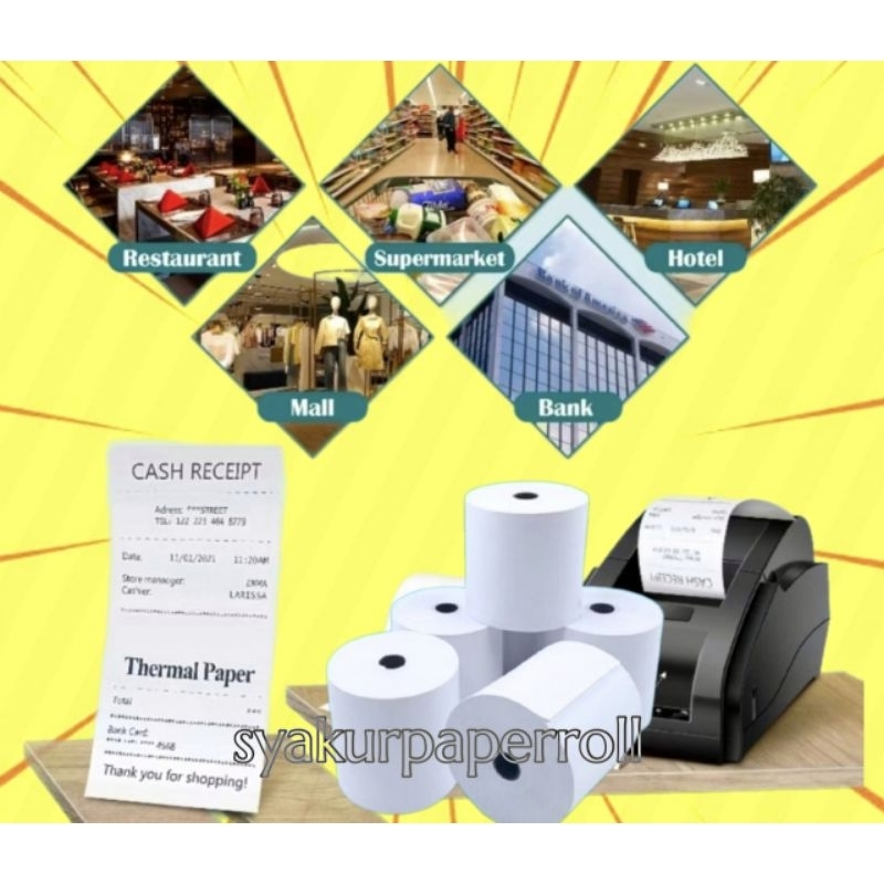 

Kertas struk kasir printer thermal 80x48 mm paket 10 roll