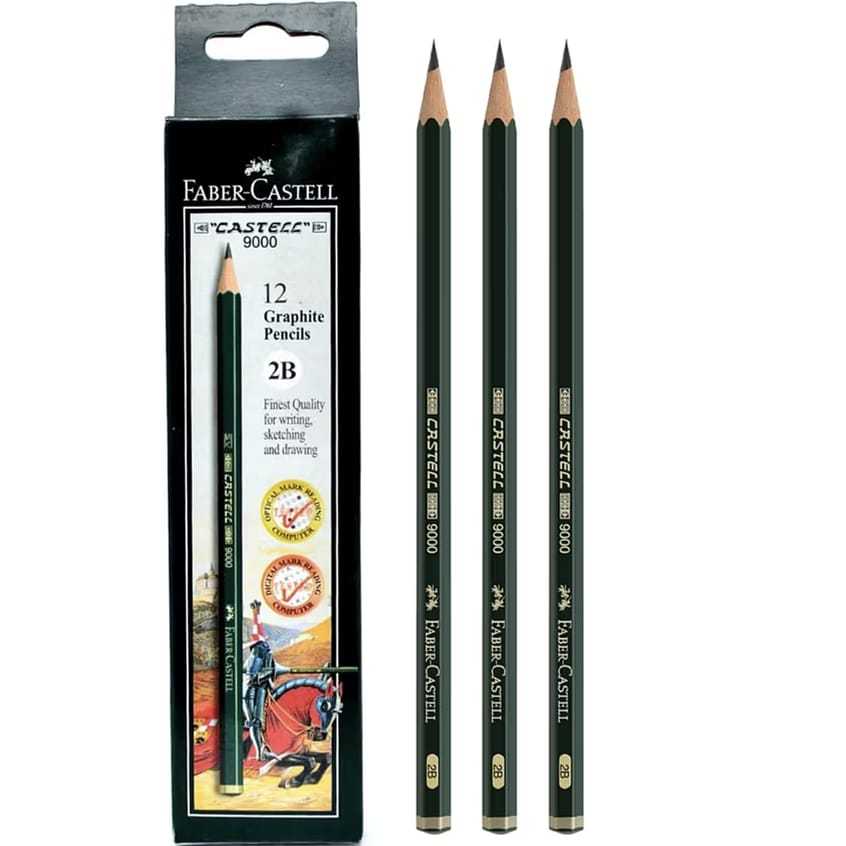 FABER-CASTELL- PENSIL- PENCIL TULIS UJIAN  2B  CASTELL 9000  => 1 BOX (12PCS)