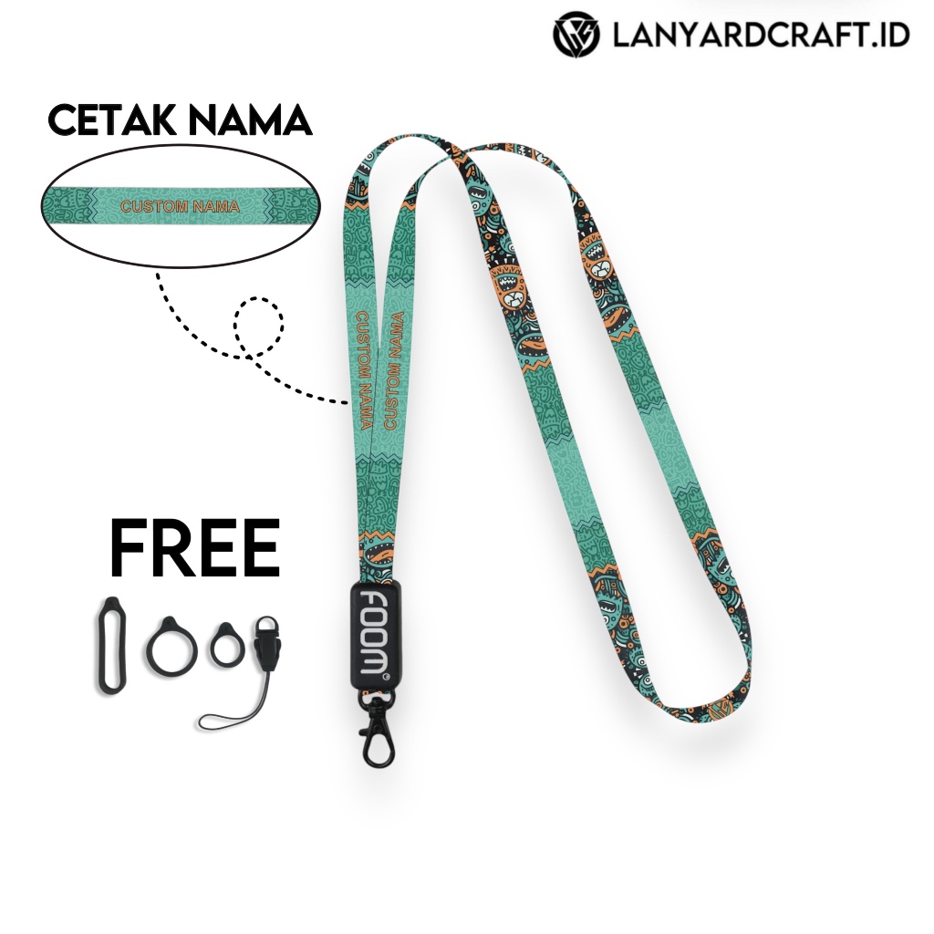 Lanyard Custom Nama Doodle Series V3 1cm Various Type Gantungan Tali Lanyard Universal