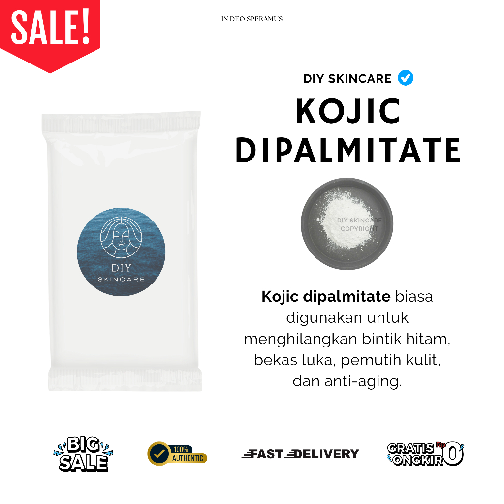 Kojic Acid Dipalmitate Murni 99% COA Grade A Asam Kojat Dipalmitat Bahan Baku Kosmetik 10gr