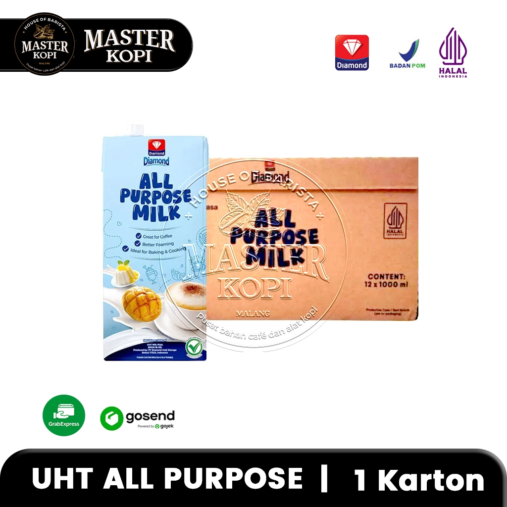 

Diamond ALL PURPOSE MILK 1 Karton x 1L Susu UHT Creamy & Better Foaming KHUSUS INSTANT