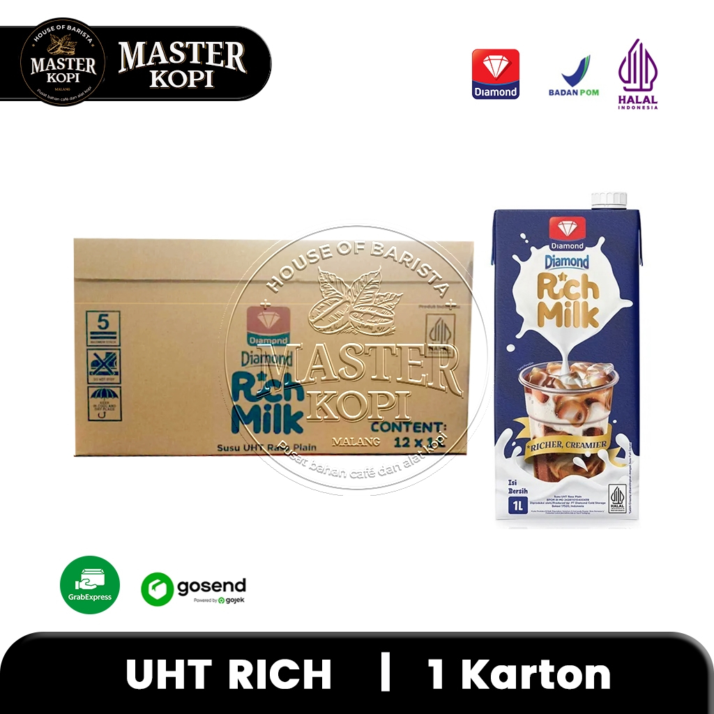

DIAMOND RICH MILK 1 Karton x 1L Gold Creamy UHT Susu Krimer Rasa Plain - KHUSUS INSTANT