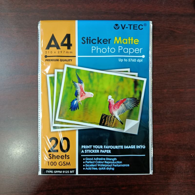 

Sticker Matte / Doft HVS A4 100 Gsm (isi 20 lembar)