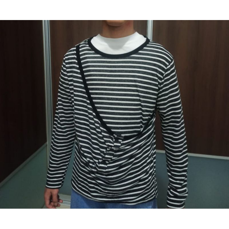 kaos pria lengan panjang salur/preloved