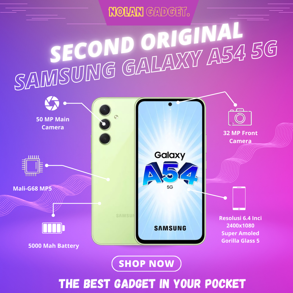 SAMSUNG GALAXY A54 5G  • RAM 8/128 • 8/256 GB ORIGINAL FULLSET MULUS (SECOND)